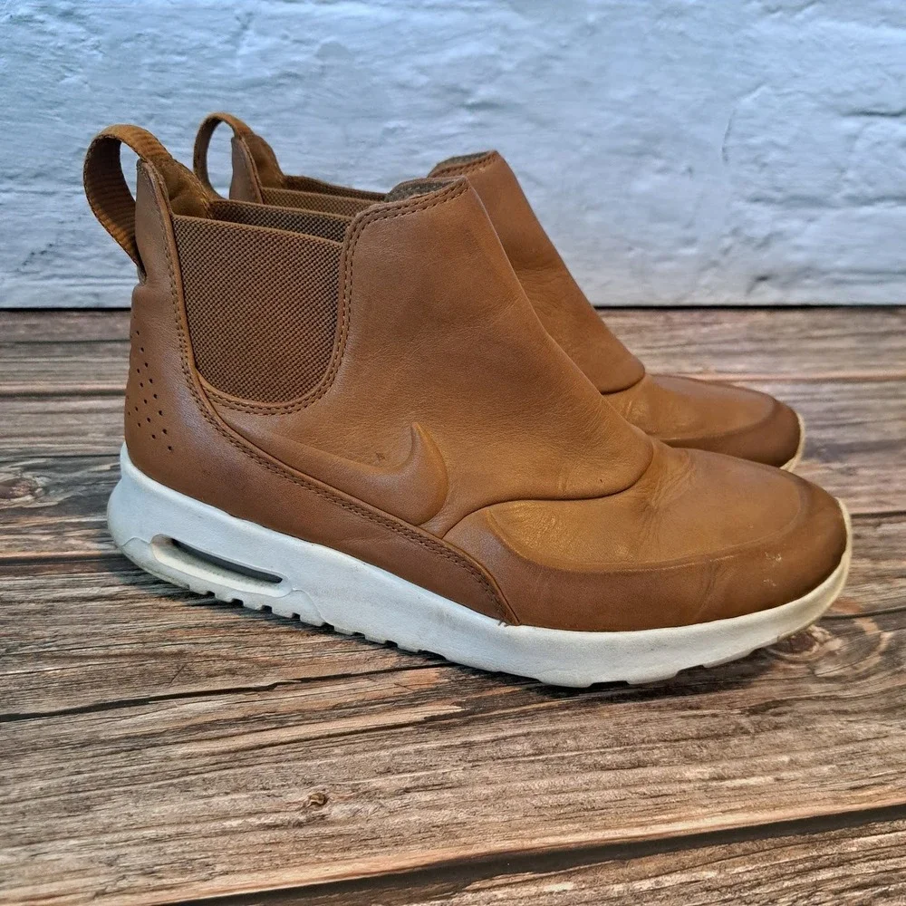 Nike Air Max Thea Mid Ale Brown Leather Chelsea Boot Sneakers 859550-200 Mens 8‎